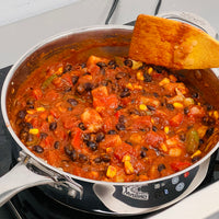 Easy Skillet Tacos: Easy delicious, one pot, crowd-pleaser dinner. Black beans, potatoes, corn, and peppers, sautéed with Mexican spices, robust tomato sauce and corn tortillas, comes together in 20 minutes.