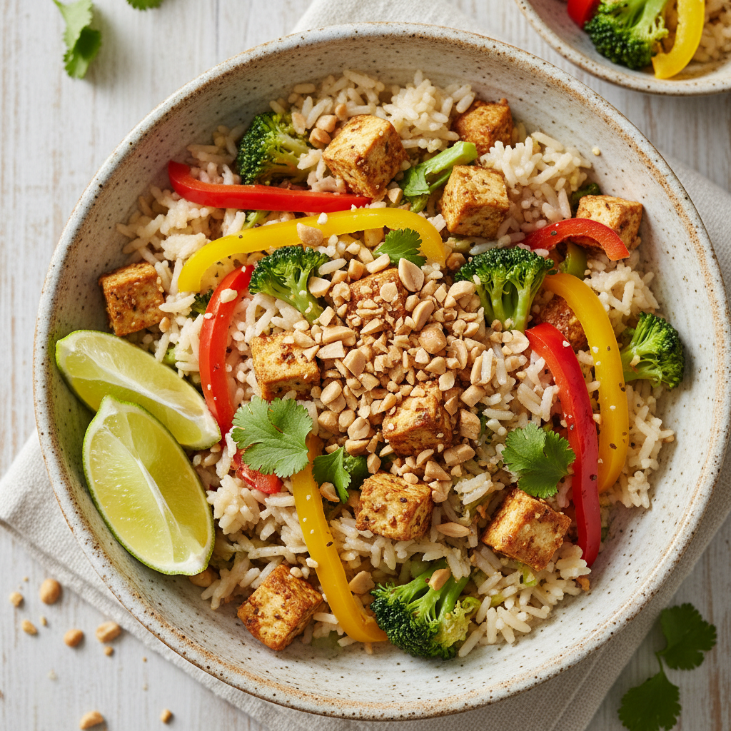 Coconut Rice with Spiced Tofu Bake